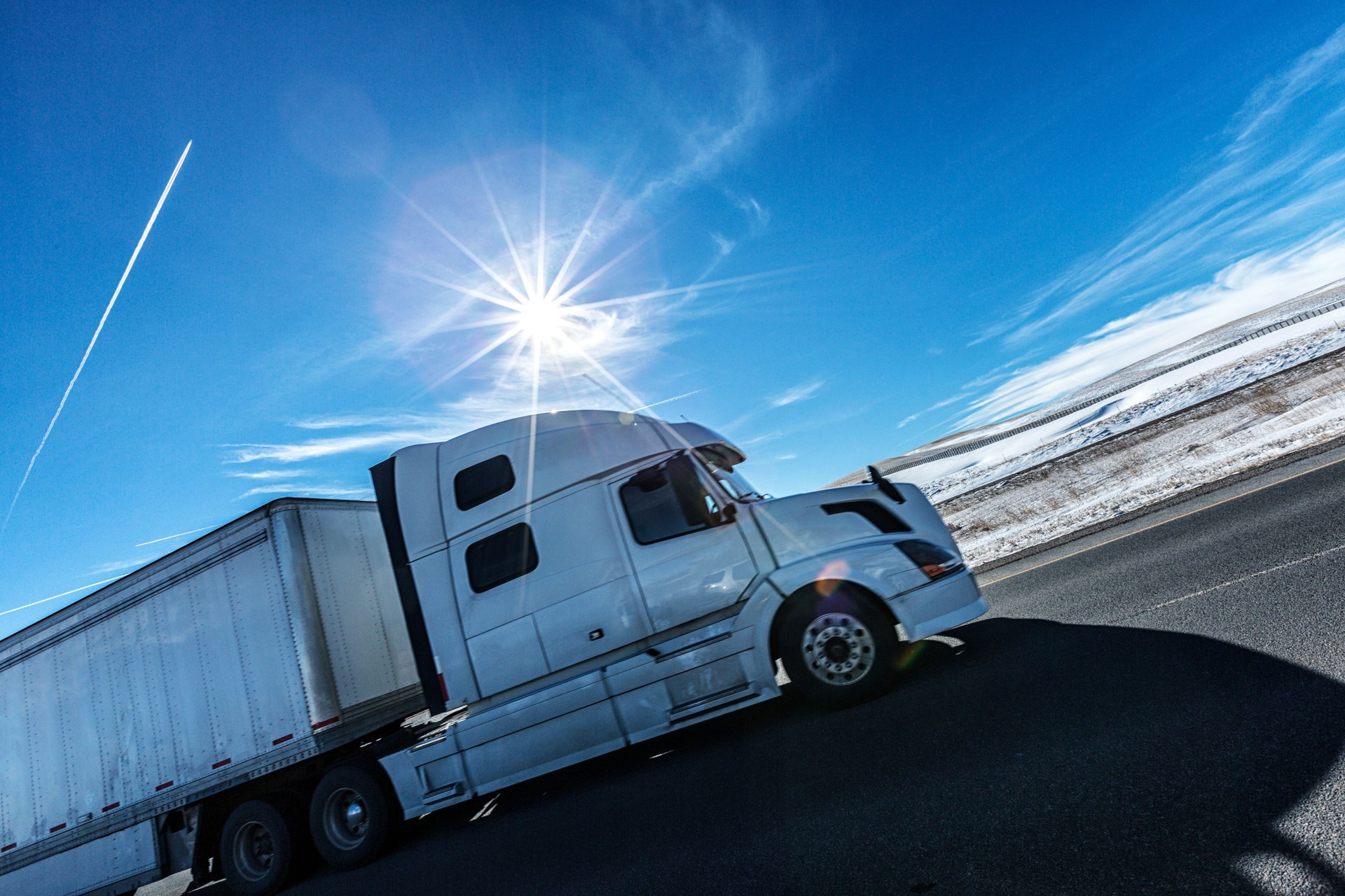 Sunburst Semi Trailer Truck on Route 80 West